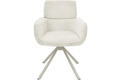 Drehbarer Retro Stuhl UNIQUE beige Chenille Cremona Metall champagner-beige