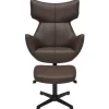 Drehbarer Sessel VOGUE brandy braun Kunstleder schwarze Metallbeine mit Armlehne