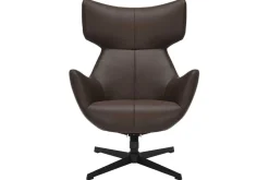 Drehbarer Sessel VOGUE brandy braun Kunstleder schwarze Metallbeine mit Armlehne