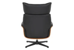 Drehbarer Sessel VOGUE COMFORT schwarz Kunstleder braun Walnuss-Design mit Armlehne