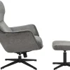 Drehbarer Sessel VOGUE grau Samt schwarze Metallbeine mit Armlehne