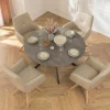 Drehbarer Stuhl ALMARA beige sand Echtleder 360° Taschenfederkern natur Eiche Massivholz