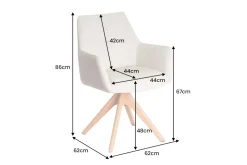 Drehbarer Stuhl ALMARA beige sand Echtleder 360° Taschenfederkern natur Eiche Massivholz