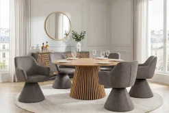 Drehbarer Stuhl AMBIENTO grau Vogue Velours Samt 180° mit Auto-Return Polsterstuhl