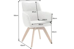 Drehbarer Stuhl ASGARD beige Strukturstoff mit Taschenfederkern und Armlehne