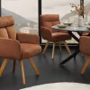 Drehbarer Stuhl BIG GEORGE rost braun Chenille Cremona natur Buchenholz mit Armlehnen