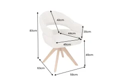 Drehbarer Stuhl ORGANIKO beige Chenillestoff Holzgestell Eiche mit Armlehne