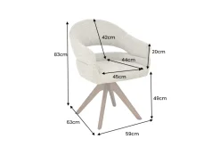 Drehbarer Stuhl ORGANIKO taupe beige Strukturstoff Holzgestell Walnuss mit Armlehne
