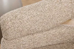 Drehbarer Stuhl ORGANIKO taupe beige Strukturstoff Holzgestell Walnuss mit Armlehne