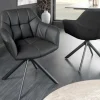 Drehbarer Stuhl PAPILLON schwarz Echtleder mit Armlehne schwarzes Gestell