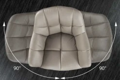 Drehbarer Stuhl PAPILLON taupe Echtleder mit Armlehne schwarzes Gestell