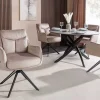 Drehbarer Stuhl PROMETHEUS beige Vogue Velours Samt Taschenfederkern Metallgestell