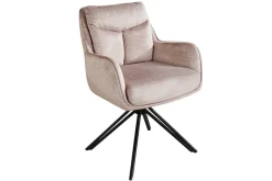 Drehbarer Stuhl PROMETHEUS beige Vogue Velours Samt Taschenfederkern Metallgestell