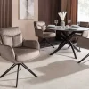 Drehbarer Stuhl PROMETHEUS taupe Vogue Velours Samt Taschenfederkern Metallgestell