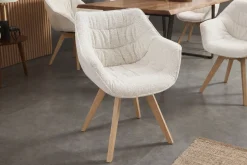 Drehbarer Stuhl THE DUTCH COMFORT beige Bouclé Tweed Soft Eichenholz
