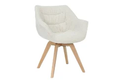 Drehbarer Stuhl THE DUTCH COMFORT beige Bouclé Tweed Soft Eichenholz