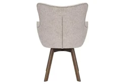 Drehbarer Stuhl THOR beige Strukturstoff braun Wenge Eichenholz 360° mit Armlehne