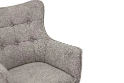 Drehbarer Stuhl THOR taupe Strukturstoff braun Wenge Eichenholz 360° mit Armlehne