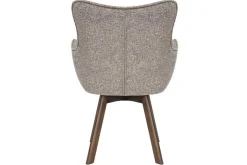 Drehbarer Stuhl THOR taupe Strukturstoff braun Wenge Eichenholz 360° mit Armlehne