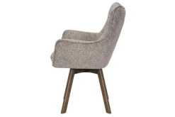Drehbarer Stuhl THOR taupe Strukturstoff braun Wenge Eichenholz 360° mit Armlehne