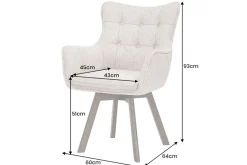 Drehbarer Stuhl THOR taupe Strukturstoff braun Wenge Eichenholz 360° mit Armlehne