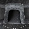 Drehbarer Stuhl VERONA dunkelgrau Samt Strukturstoff mit Armlehne Metallbeine schwarz