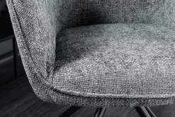 Drehbarer Stuhl VERONA grau Strukturstoff mit Armlehne Metallbeine schwarz