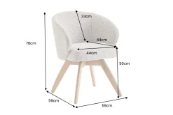 Drehbarer Stuhl WALKÜRE beige natur Eichenholz mit Taschenfederkern und Armlehne