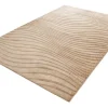 3D strukturierter Kurzflor XXL Teppich WAVE 350x235cm beige Hoch-Tief-Effekt
