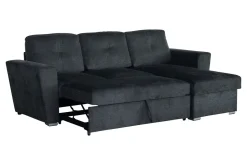 Ecksofa mit Schlaffunktion APARTMENT beidseitig aufbaubar grau Strukturstoff inkl. Stauraum