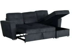 Ecksofa mit Schlaffunktion APARTMENT beidseitig aufbaubar grau Strukturstoff inkl. Stauraum