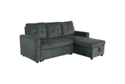 Ecksofa mit Schlaffunktion APARTMENT beidseitig aufbaubar grün Cord inkl. Stauraum
