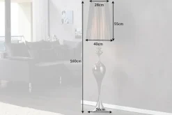 Edle Design Stehlampe LUCIE 160cm schwarz Barock Stil Stehleuchte