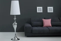 Edle Design Stehlampe LUCIE 160cm silber weiß Barock Stil Stehleuchte