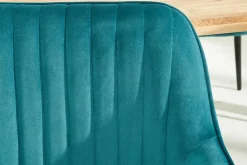 Edler Armlehnen Stuhl TURIN türkis Samt mit Ziersteppung