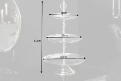Elegante Etagere ORIENT 50cm silber im Rice Hammerschlag Design mit drei Etagen