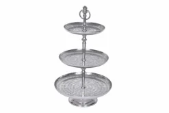 Elegante Etagere ORIENT 65cm silber im Wild Hammerschlag Design mit drei Etagen