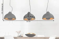 Elegante Hängelampe STUDIO 3 110cm schwarz Blattgold-Optik drei Schirme