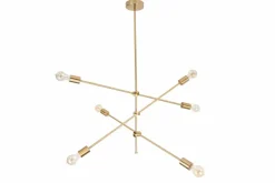 Elegante Hängelampe VARIATION 128cm gold mit sechs schwenkbaren Leuchten
