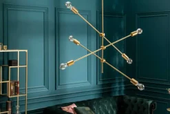 Elegante Hängelampe VARIATION 128cm gold mit sechs schwenkbaren Leuchten