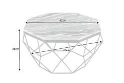 Eleganter Couchtisch DIAMOND 70cm grau schwarz mit Marmorplatte