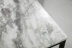 Eleganter Couchtisch ELEMENTS 50cm weiß mit polierter Marmor-Platte
