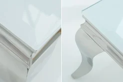 Eleganter Couchtisch MODERN BAROCK 100cm silber mit weißem Opalglas