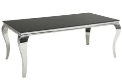 Eleganter Design Esstisch MODERN BAROCK 200cm schwarz Edelstahl Opalglas Tischplatte