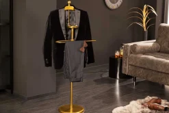 Eleganter Herrendiener VALET 128cm gold Aluminium Kleiderhaken Garderobenständer