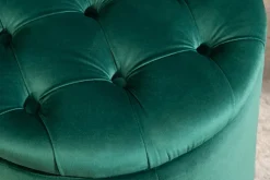 Eleganter Hocker MODERN BAROCK 50cm dunkelgrün Samt Aufbewahrungkorb