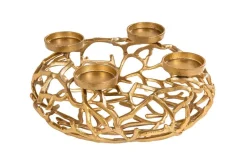 Eleganter Kerzenhalter ABSTRACT 38cm gold Kranz aus Ästen für 4 Kerzen