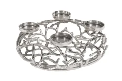 Eleganter Kerzenhalter ABSTRACT 38cm silber Kranz aus Ästen für 4 Kerzen