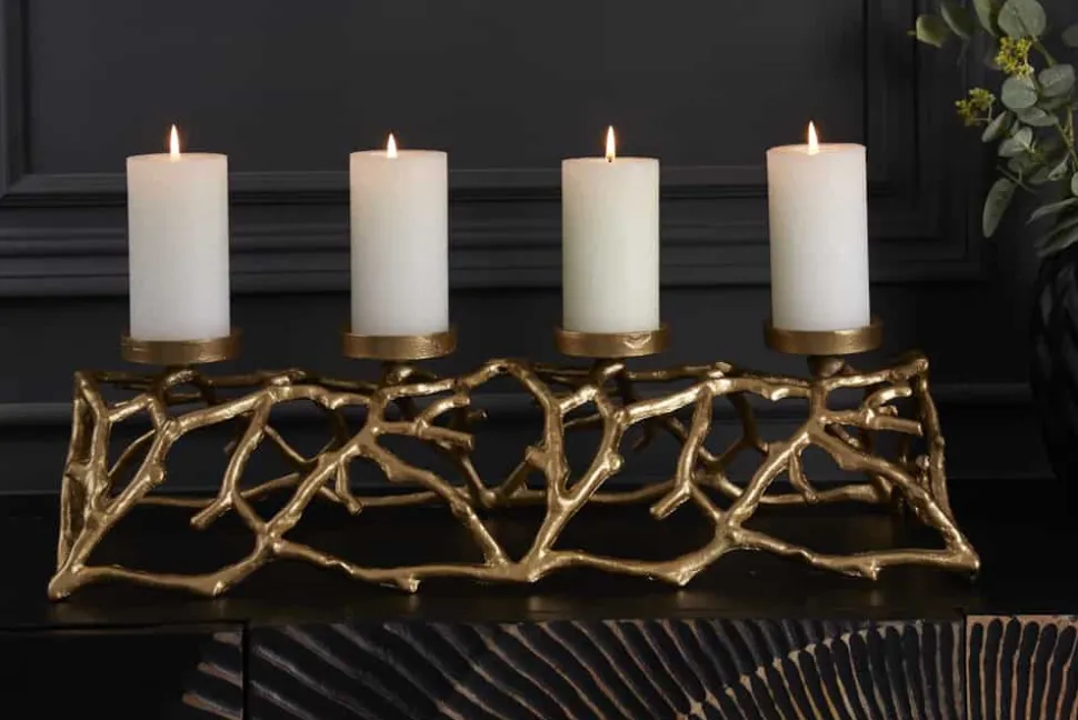 Eleganter Kerzenhalter ABSTRACT 60cm gold für 4 Kerzen