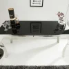 Eleganter Konsolentisch MODERN BAROCK 145cm schwarz Opalglas Edelstahlbeine